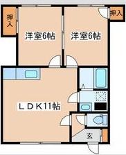 コーポ丸正(2LDK/1階)の間取り写真