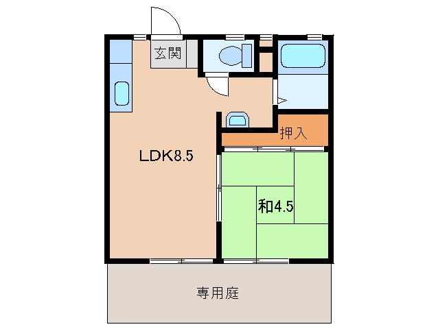 シティハイツ松見(1LDK/1階)の間取り写真