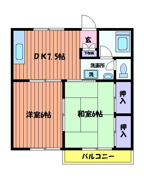 サンハイツ(2DK/1階)の間取り写真