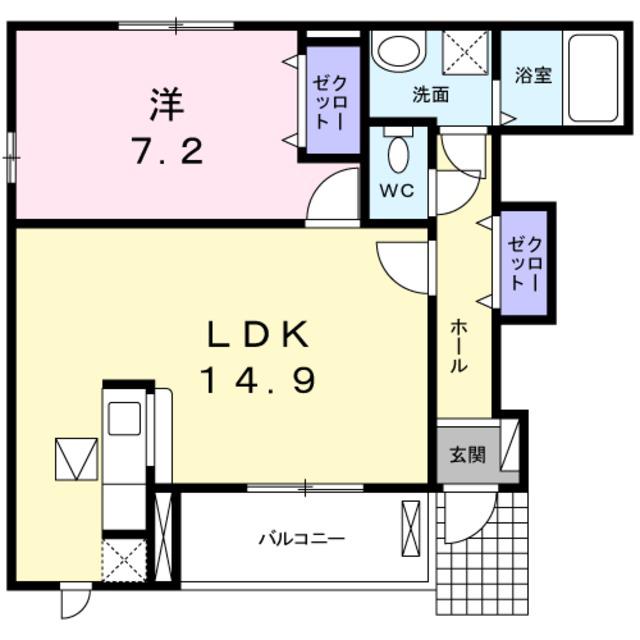 ノイハウスA(1LDK/1階)の間取り写真