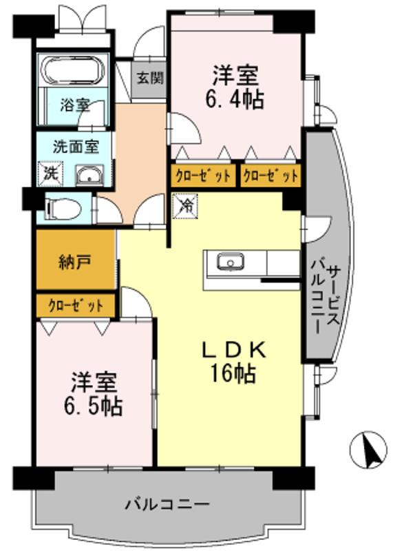 PASTORAL岡崎柱(2LDK/1階)の間取り写真