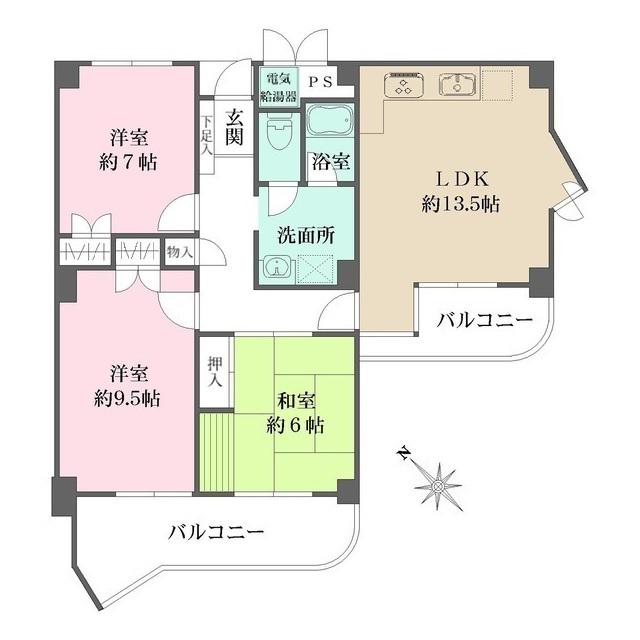 朝日ヶ丘アーバンライフ(3LDK/4階)の間取り写真