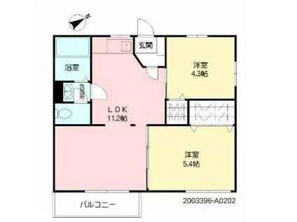 シャトー紫原(2LDK/2階)の間取り写真