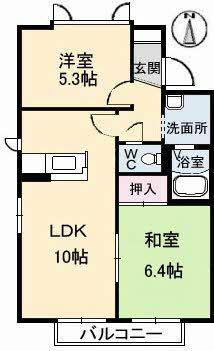 パークアベニュー1号(2LDK/2階)の間取り写真