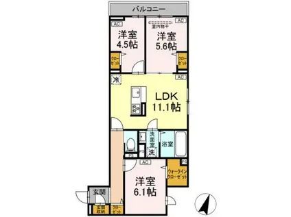セレスティア鷺宮II(3LDK/2階)の間取り写真
