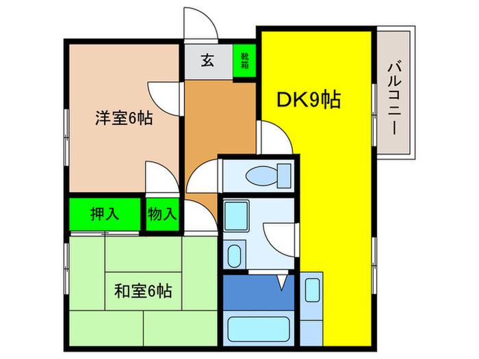 ロイヤルウイングA棟(2DK/3階)の間取り写真