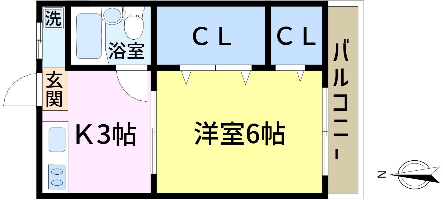 サンホーリハイツ(1K/3階)の間取り写真