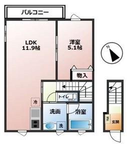 ビオ緑が丘(1LDK/2階)の間取り写真