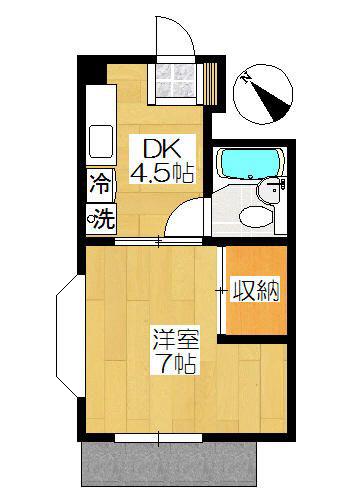 シルクハイツ(1DK/3階)の間取り写真