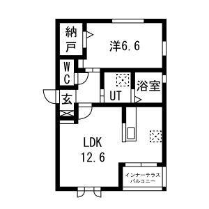 アトラスA(1LDK/1階)の間取り写真