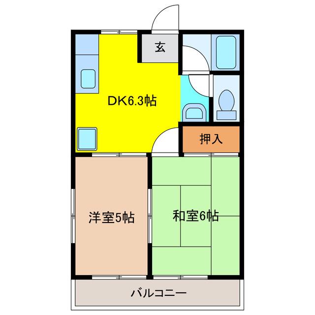 パールハイムセンダ(2DK/3階)の間取り写真