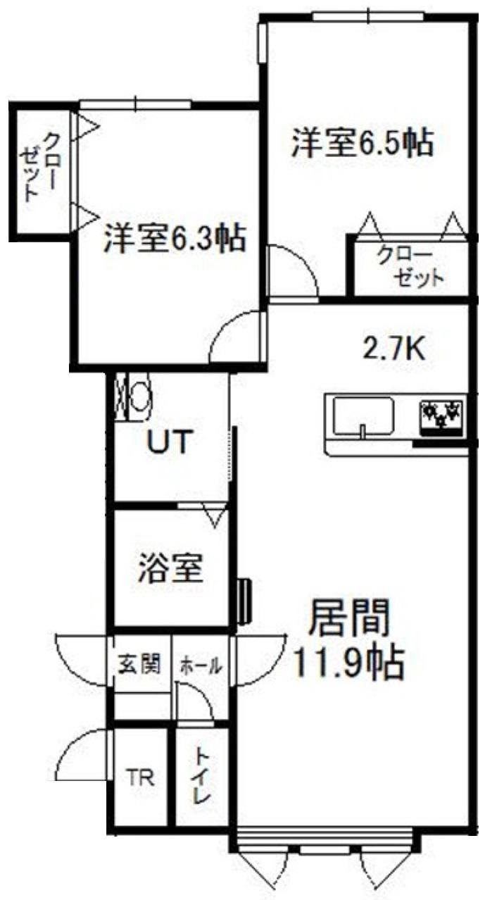 富良野錦町MS A(2LDK/1階)の間取り写真