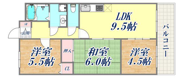 ベルコート相楽園(3LDK/2階)の間取り写真