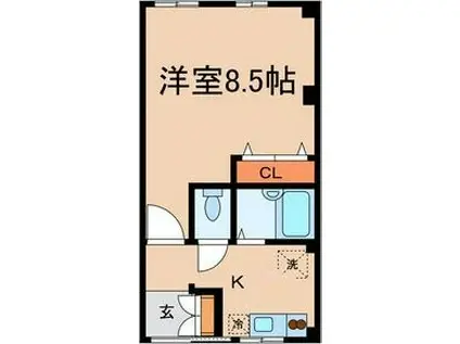 メルキュール(1K/1階)の間取り写真