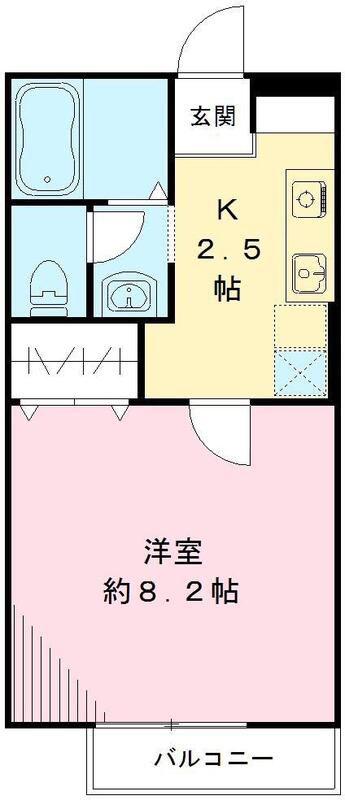 ブランドール千歳ー千歳台1丁目-(1K/2階)の間取り写真