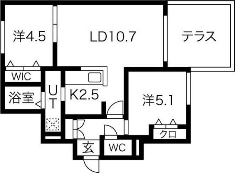 RESIDENCE SHINMEI新道東(2LDK/1階)の間取り写真