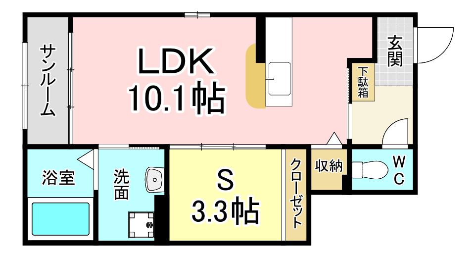 サンフィールド(1LDK/1階)の間取り写真