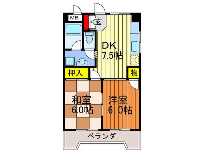 清和コーポ(2DK/1階)の間取り写真