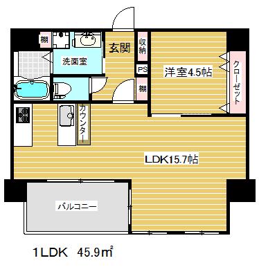 エイチエムレジデンス(1LDK/8階)の間取り写真