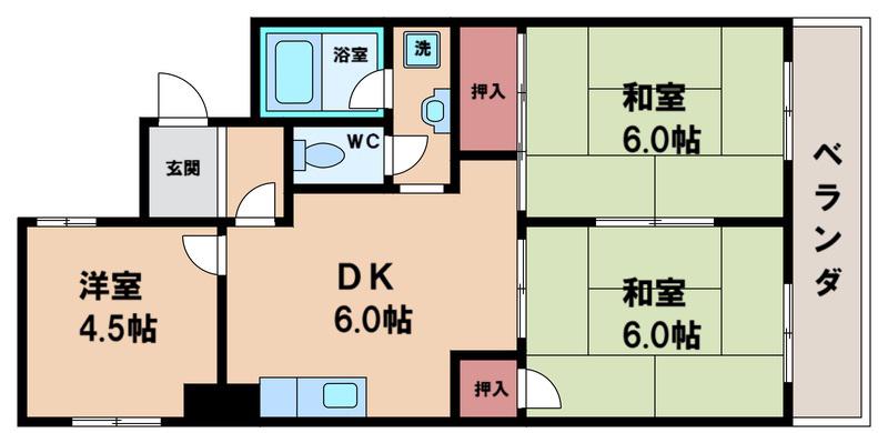 ハイツミノル(3DK/1階)の間取り写真