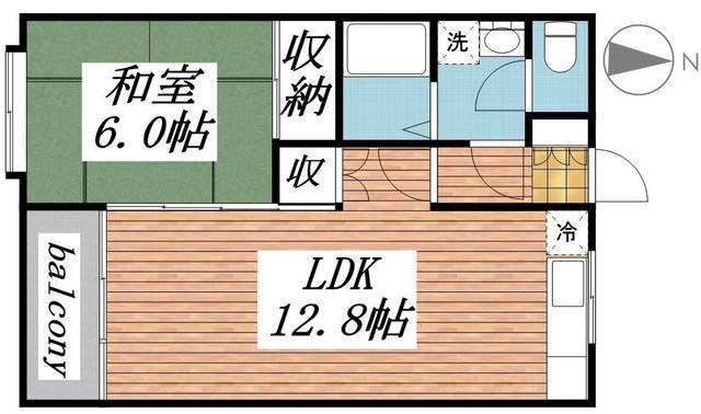 サンワロイヤル長江(1LDK/2階)の間取り写真