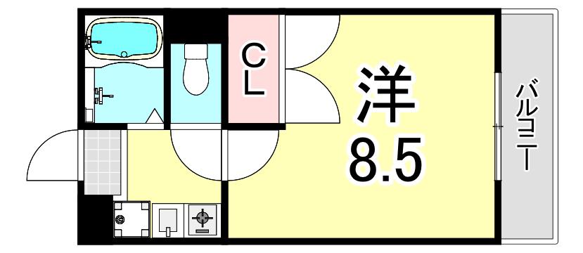 レオパレスクレスト(1K/1階)の間取り写真