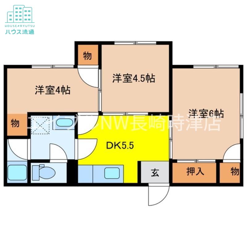 横道アパート(3DK/1階)の間取り写真