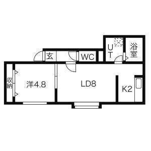 SAIL千歳(1LDK/2階)の間取り写真