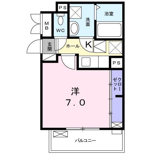 ベル フルーフI(1K/1階)の間取り写真