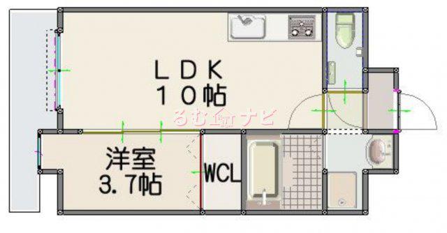 ルッシェ竹下駅前(1LDK/3階)の間取り写真