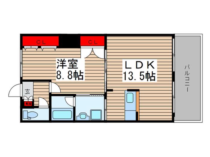 LANDSCAPE URBAN STREET(1LDK/1階)の間取り写真