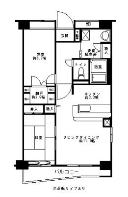 ロンディネ調布(2SLDK/5階)の間取り写真