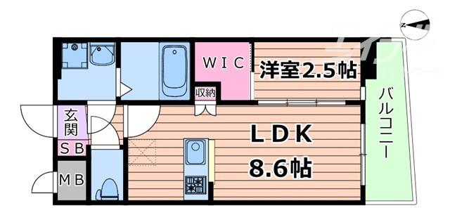 セレニテ新大阪ミラク弐番館(1LDK/2階)の間取り写真