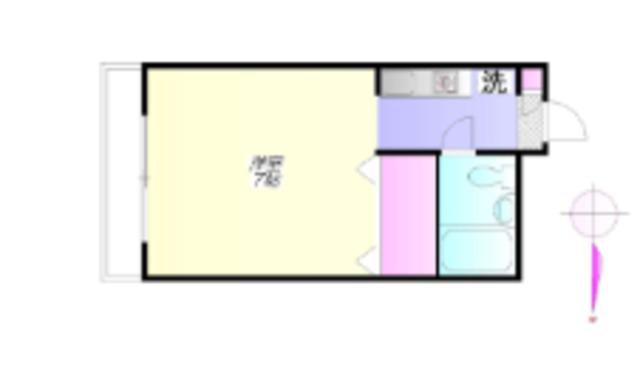 グランツ国立(ワンルーム/2階)の間取り写真