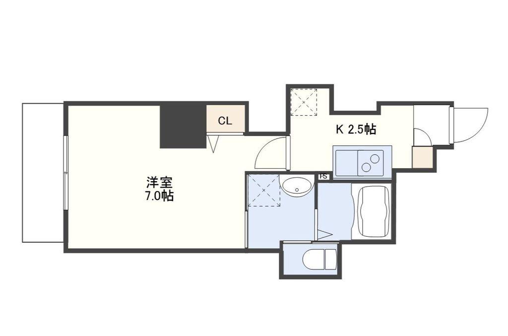 FORBIS稲荷町(1K/2階)の間取り写真