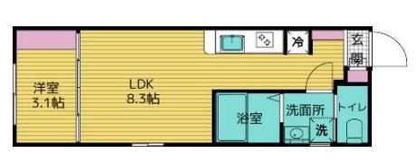 リシュブール池上(1LDK/4階)の間取り写真