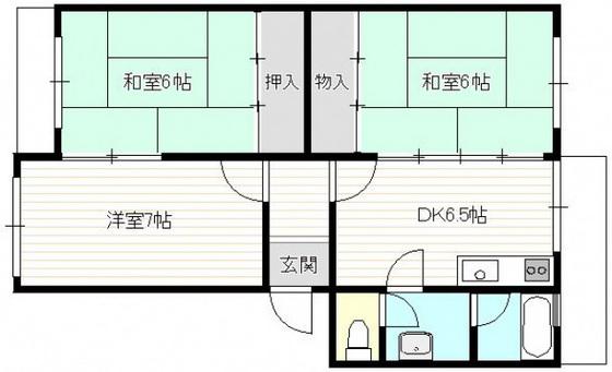 大塚西マンション(3DK/1階)の間取り写真