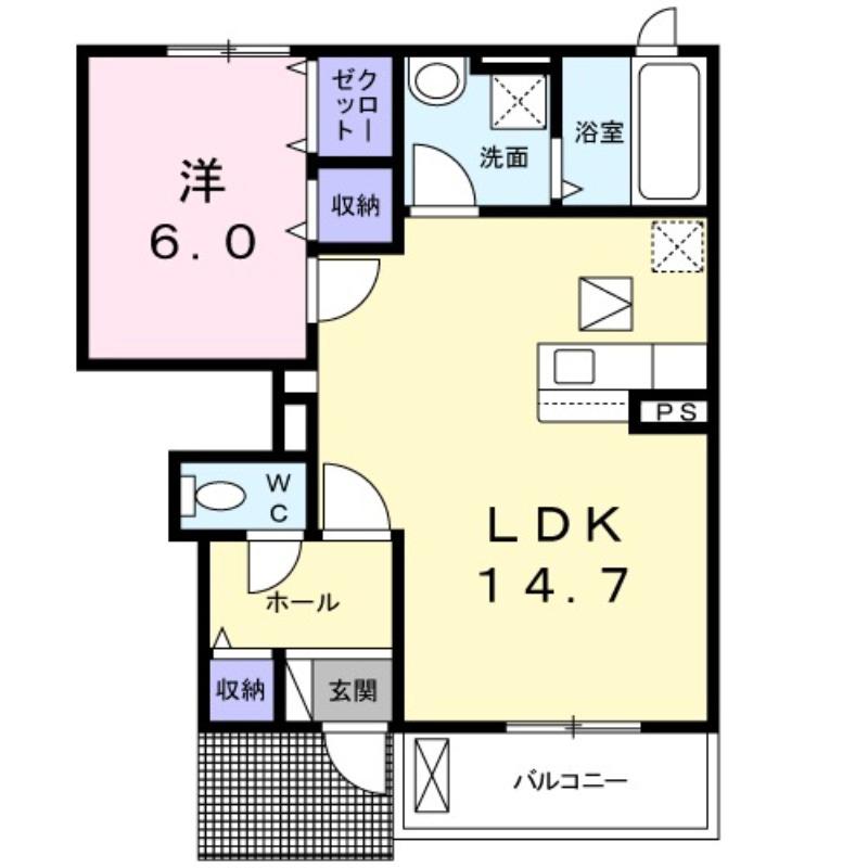 マルベリーコート(1LDK/2階)の間取り写真