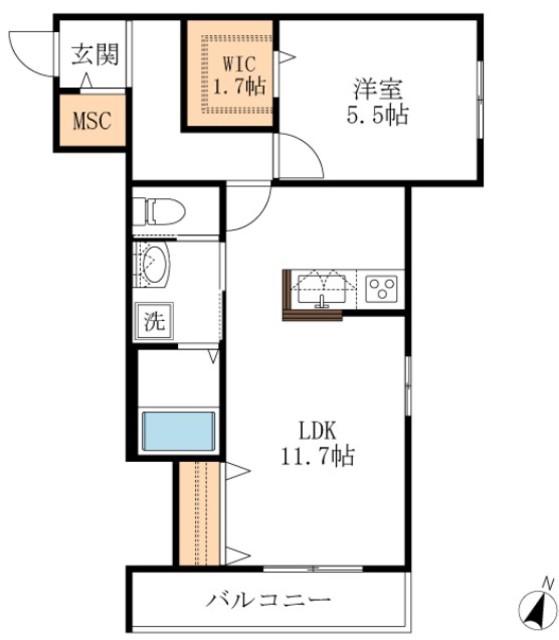 メゾンアイリス(1LDK/2階)の間取り写真