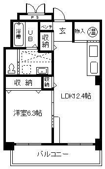 チヨダセントラルタウン(1LDK/6階)の間取り写真