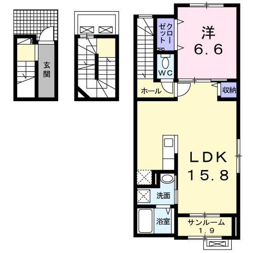 クエストC(1LDK/3階)の間取り写真