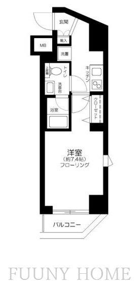 PREMIUM CUBE 大岡山(1K/3階)の間取り写真