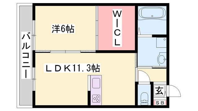 ウエスト魚住II(1LDK/2階)の間取り写真