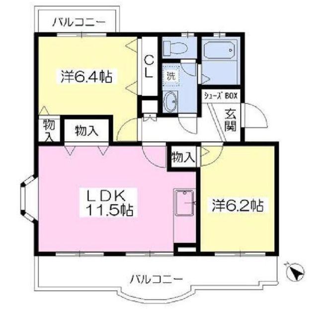ロビン上溝I(2LDK/3階)の間取り写真