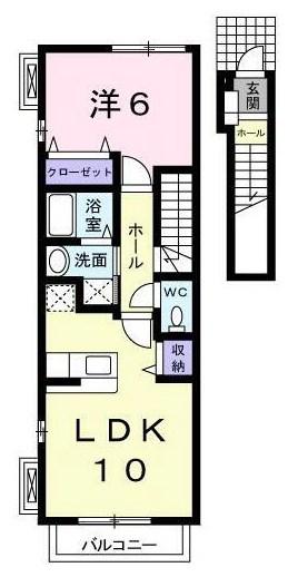 モアエトワール(1LDK/2階)の間取り写真