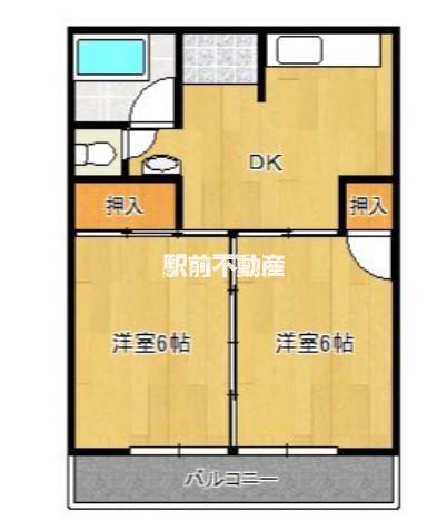 真子コーポ(2DK/3階)の間取り写真