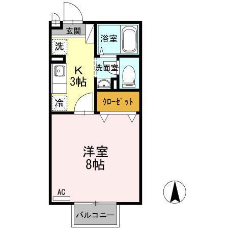 コーポラス羽屋A(1K/1階)の間取り写真