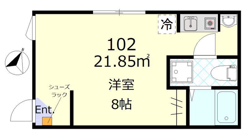 アイテラス(ワンルーム/1階)の間取り写真