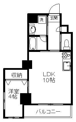 タイガーアパートメント(1LDK/6階)の間取り写真