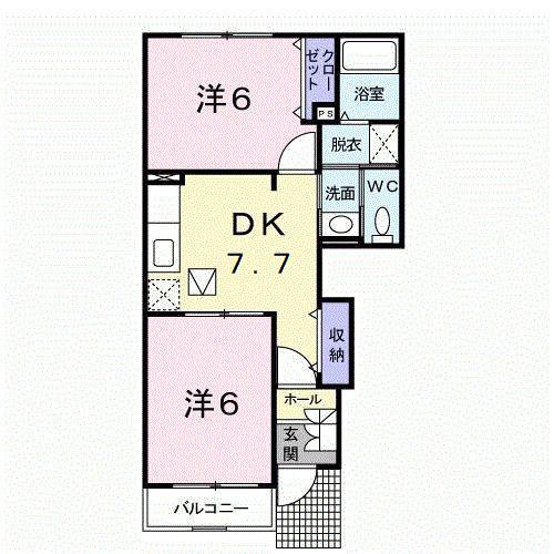 パールロッツ琴浦(2DK/1階)の間取り写真